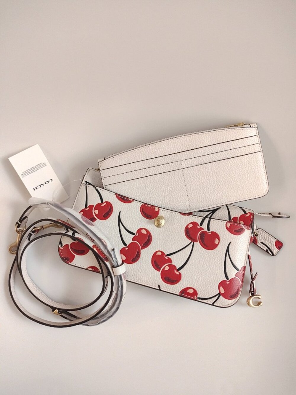 NWT Coach Noa Pop Up Messenger with Cherry Print [Brass/Chalk]